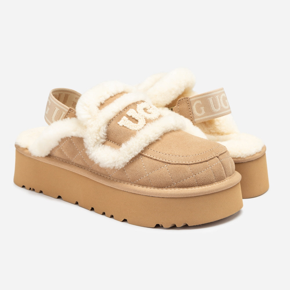 VIOLET MATELASSÉ SHEARLING PLATFORM SLIPPER(DETACHABLE FEATURE) OZWEAR UGG OB938PMD