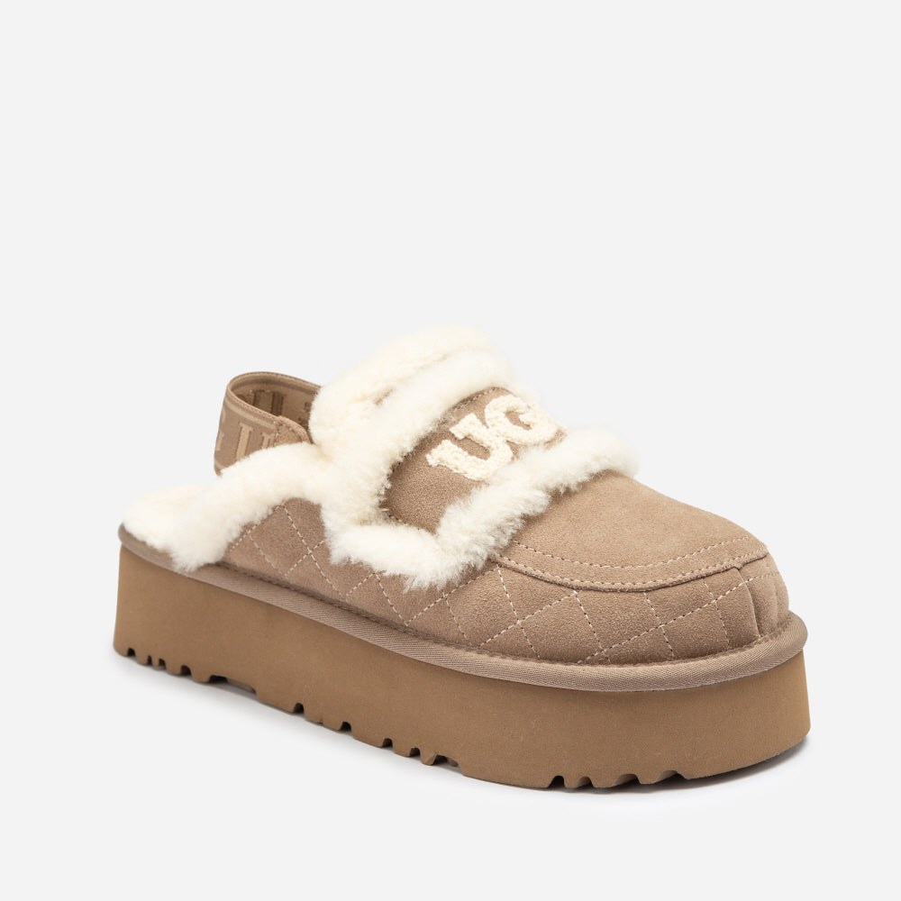 VIOLET MATELASSÉ SHEARLING PLATFORM SLIPPER(DETACHABLE FEATURE) OZWEAR UGG OB938PMD