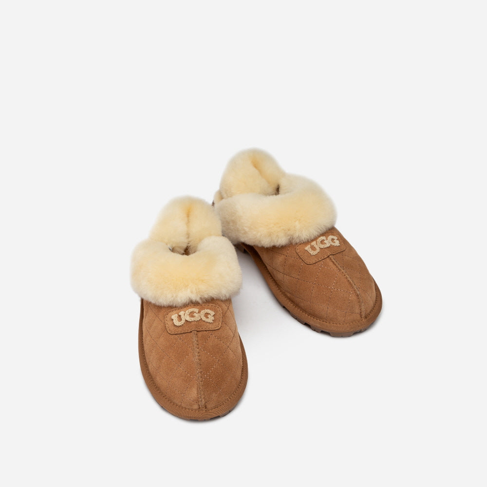 COQUETTE MATELASSE EMB LOGO SLIPPER (ELASTIC LOGO & WOOL STRAP) OZWEAR UGG OB114MDE