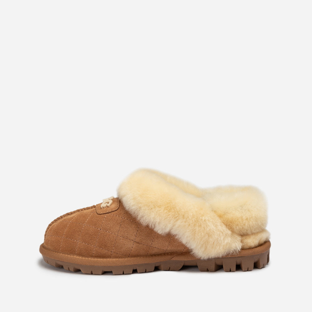 COQUETTE MATELASSE EMB LOGO SLIPPER (ELASTIC LOGO & WOOL STRAP) OZWEAR UGG OB114MDE