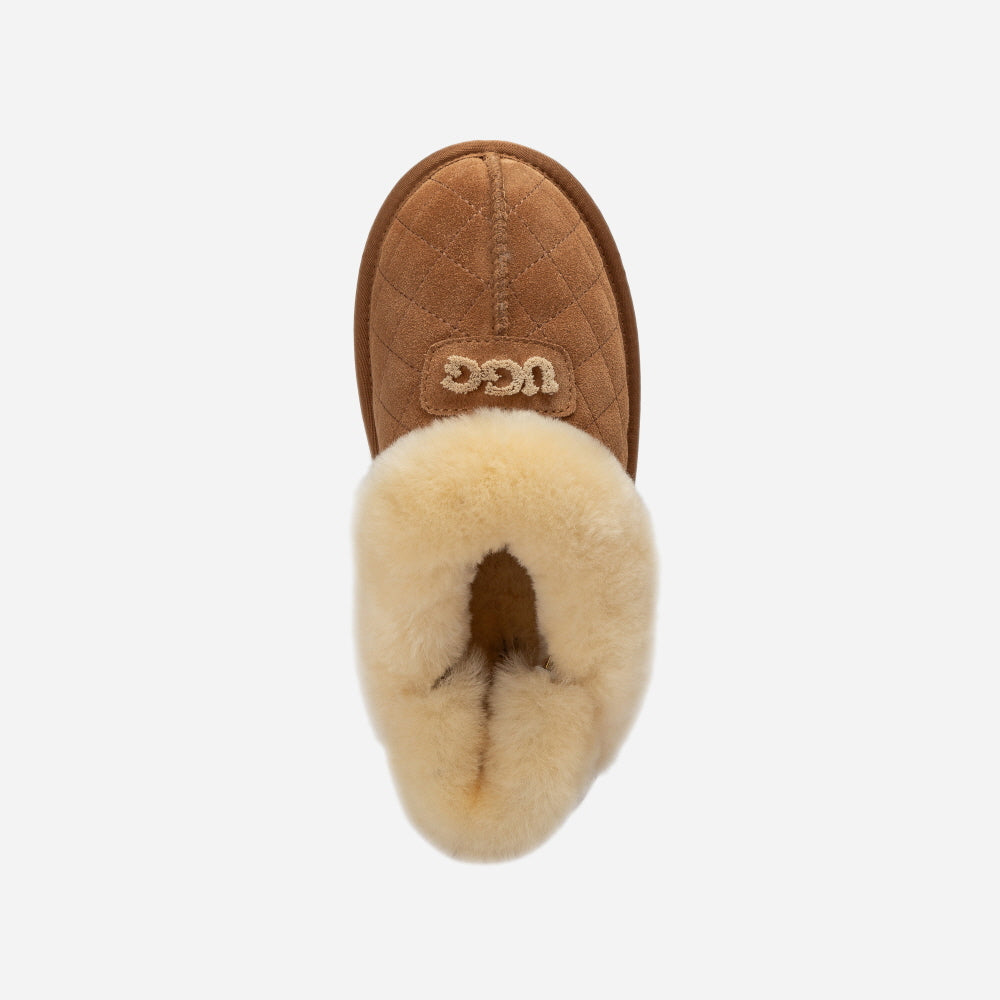 COQUETTE MATELASSE EMB LOGO SLIPPER (ELASTIC LOGO & WOOL STRAP) OZWEAR UGG OB114MDE