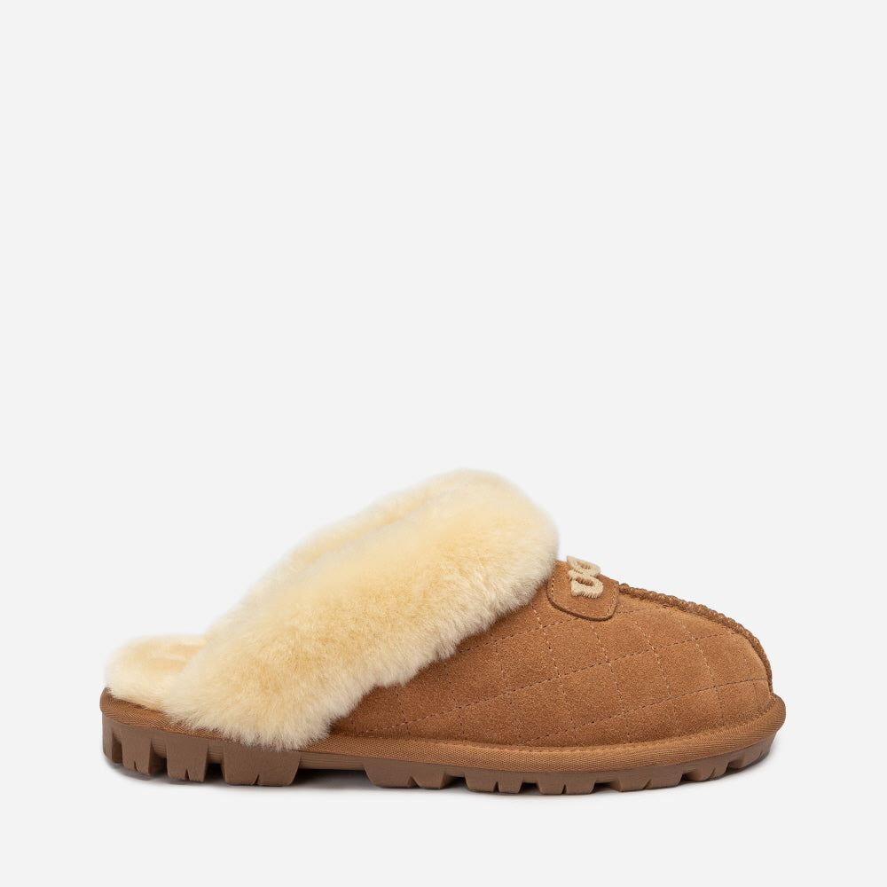 COQUETTE MATELASSE EMB LOGO SLIPPER (ELASTIC LOGO & WOOL STRAP) OZWEAR UGG OB114MDE
