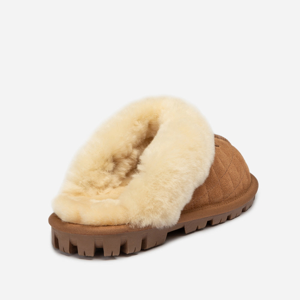 COQUETTE MATELASSE EMB LOGO SLIPPER (ELASTIC LOGO & WOOL STRAP) OZWEAR UGG OB114MDE