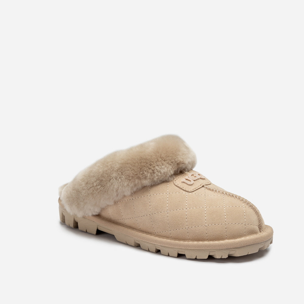 COQUETTE MATELASSE EMB LOGO SLIPPER (ELASTIC LOGO & WOOL STRAP) OZWEAR UGG OB114MDE