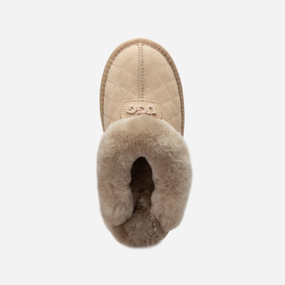 COQUETTE MATELASSE EMB LOGO SLIPPER (ELASTIC LOGO & WOOL STRAP) OZWEAR UGG OB114MDE