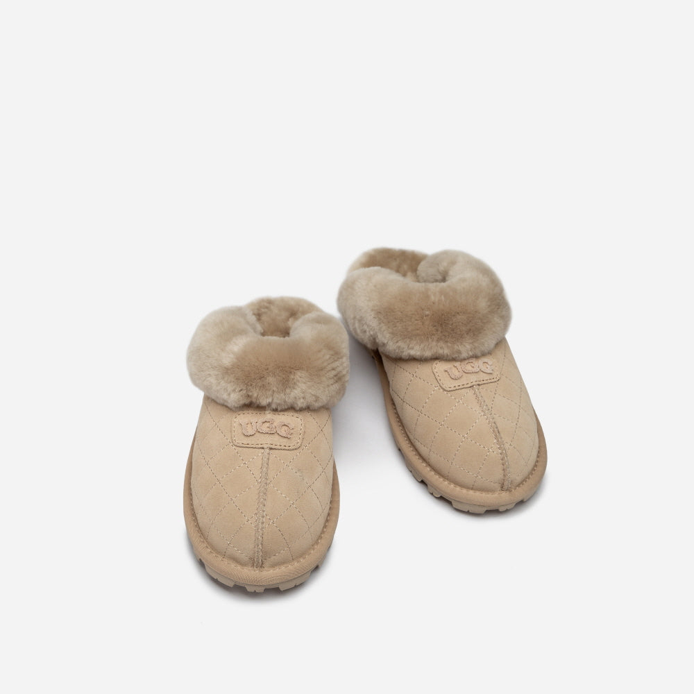 COQUETTE MATELASSE EMB LOGO SLIPPER (ELASTIC LOGO & WOOL STRAP) OZWEAR UGG OB114MDE