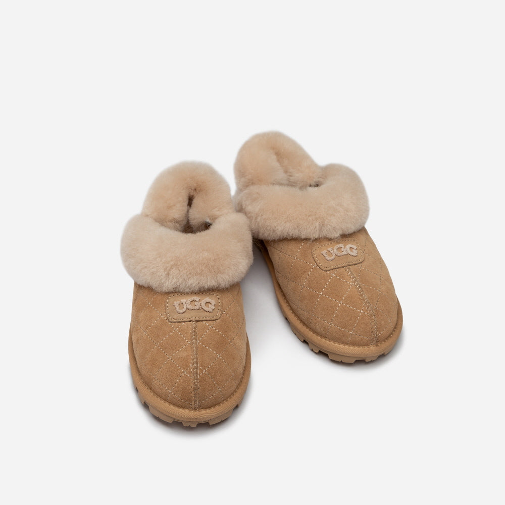 COQUETTE MATELASSE EMB LOGO SLIPPER (ELASTIC LOGO & WOOL STRAP) OZWEAR UGG OB114MDE