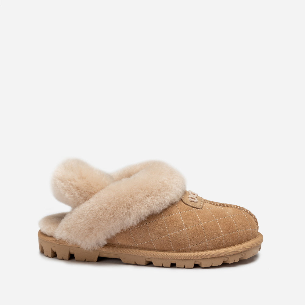 COQUETTE MATELASSE EMB LOGO SLIPPER (ELASTIC LOGO & WOOL STRAP) OZWEAR UGG OB114MDE