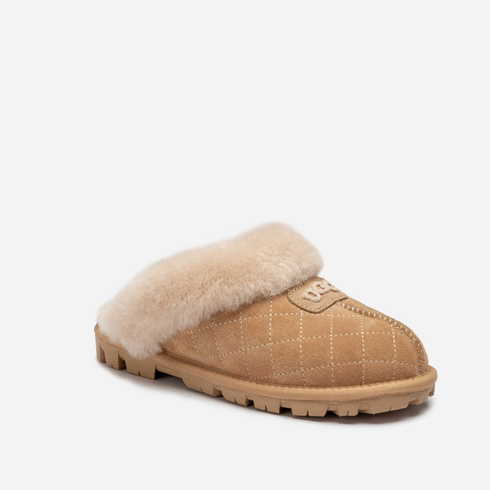 COQUETTE MATELASSE EMB LOGO SLIPPER (ELASTIC LOGO & WOOL STRAP) OZWEAR UGG OB114MDE