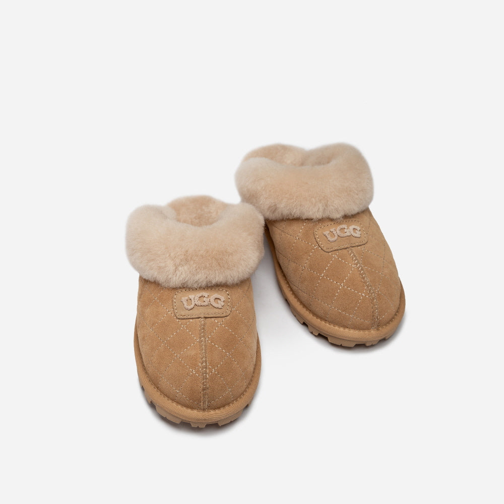 COQUETTE MATELASSE EMB LOGO SLIPPER (ELASTIC LOGO & WOOL STRAP) OZWEAR UGG OB114MDE