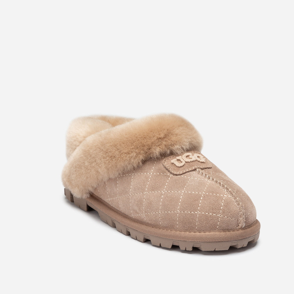 COQUETTE MATELASSE EMB LOGO SLIPPER (ELASTIC LOGO & WOOL STRAP) OZWEAR UGG OB114MDE