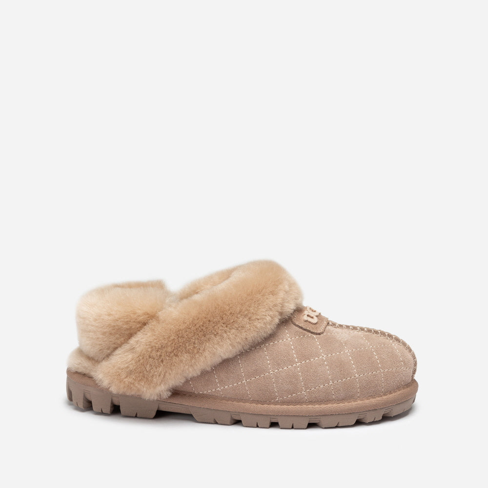 COQUETTE MATELASSE EMB LOGO SLIPPER (ELASTIC LOGO & WOOL STRAP) OZWEAR UGG OB114MDE