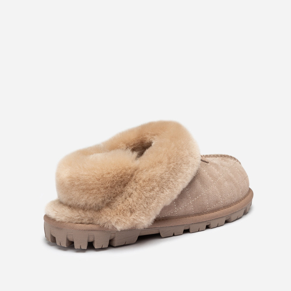 COQUETTE MATELASSE EMB LOGO SLIPPER (ELASTIC LOGO & WOOL STRAP) OZWEAR UGG OB114MDE