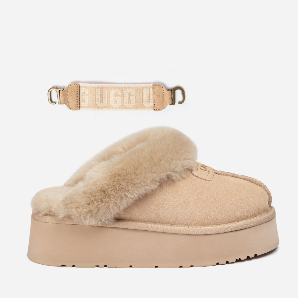 COQUETTE PLATFORM SLIPPER (ELASTIC LOGO & WOOL STRAP) OZWEAR UGG OB114CPD