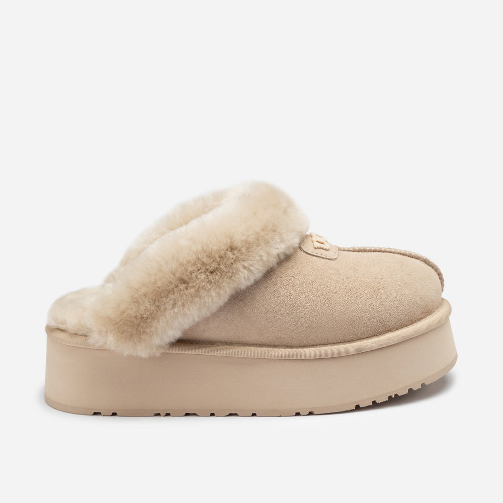 COQUETTE EMB LOGO PLATFORM SLIPPER (ELASTIC LOGO & WOOL STRAP) OZWEAR UGG OB114PDE
