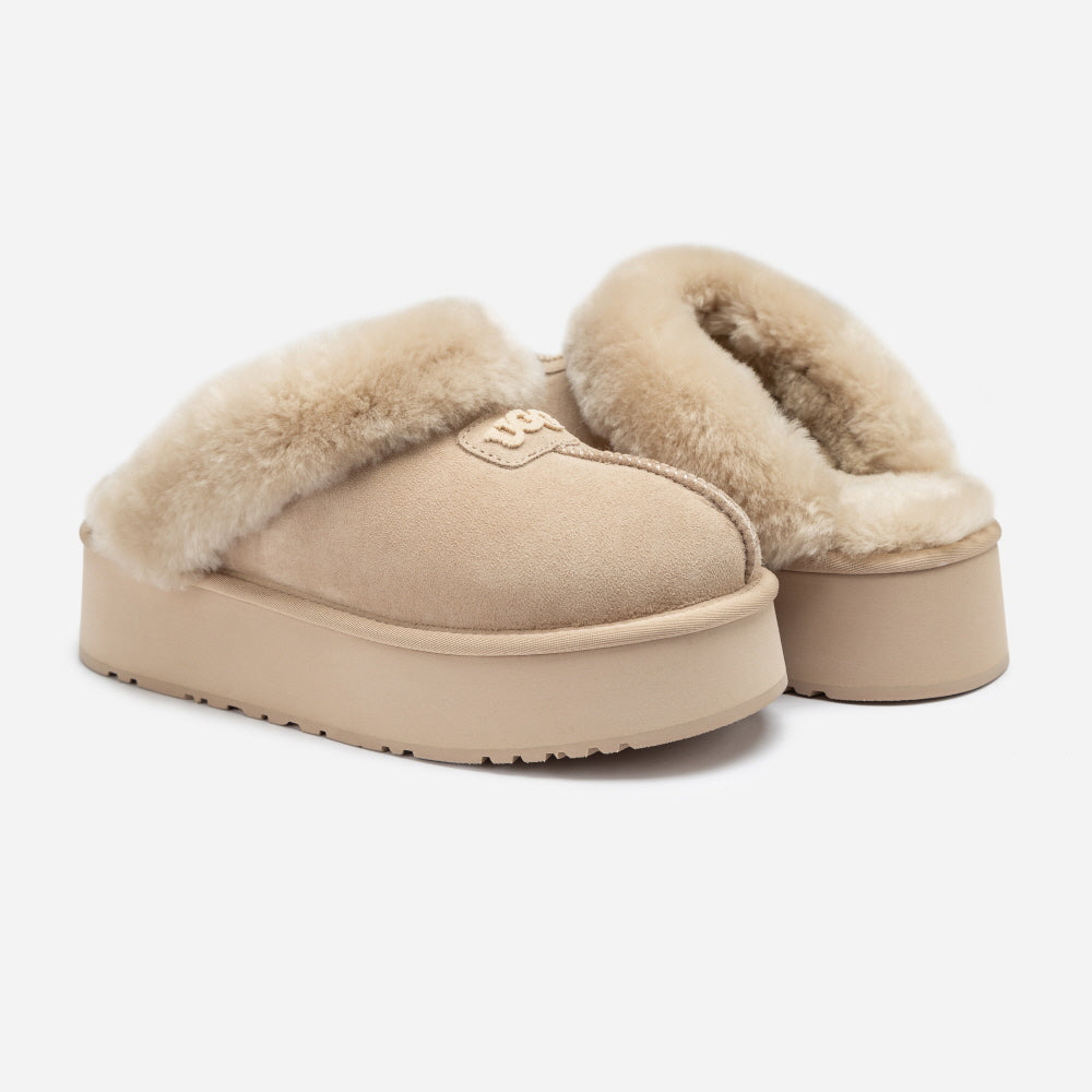 COQUETTE EMB LOGO PLATFORM SLIPPER (ELASTIC LOGO & WOOL STRAP) OZWEAR UGG OB114PDE