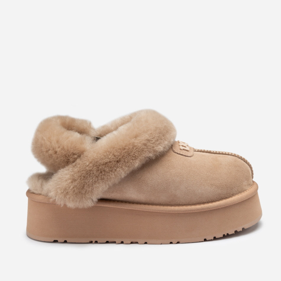 COQUETTE EMB LOGO PLATFORM SLIPPER (ELASTIC LOGO & WOOL STRAP) OZWEAR UGG OB114PDE