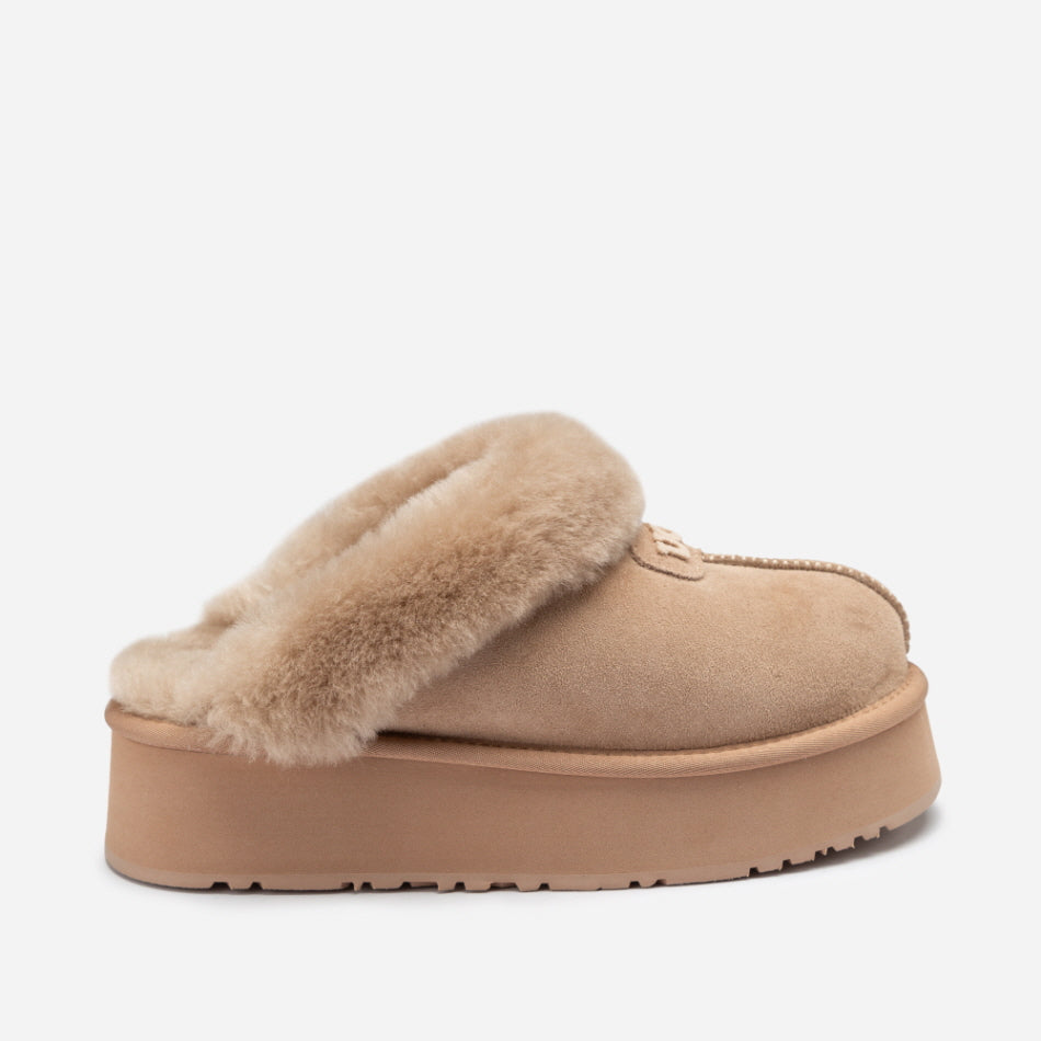 COQUETTE EMB LOGO PLATFORM SLIPPER (ELASTIC LOGO & WOOL STRAP) OZWEAR UGG OB114PDE