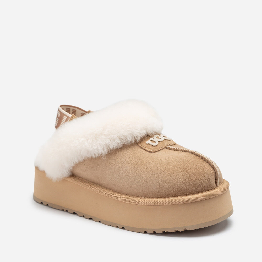 COQUETTE EMB LOGO PLATFORM SLIPPER (ELASTIC LOGO & WOOL STRAP) OZWEAR UGG OB114PDE
