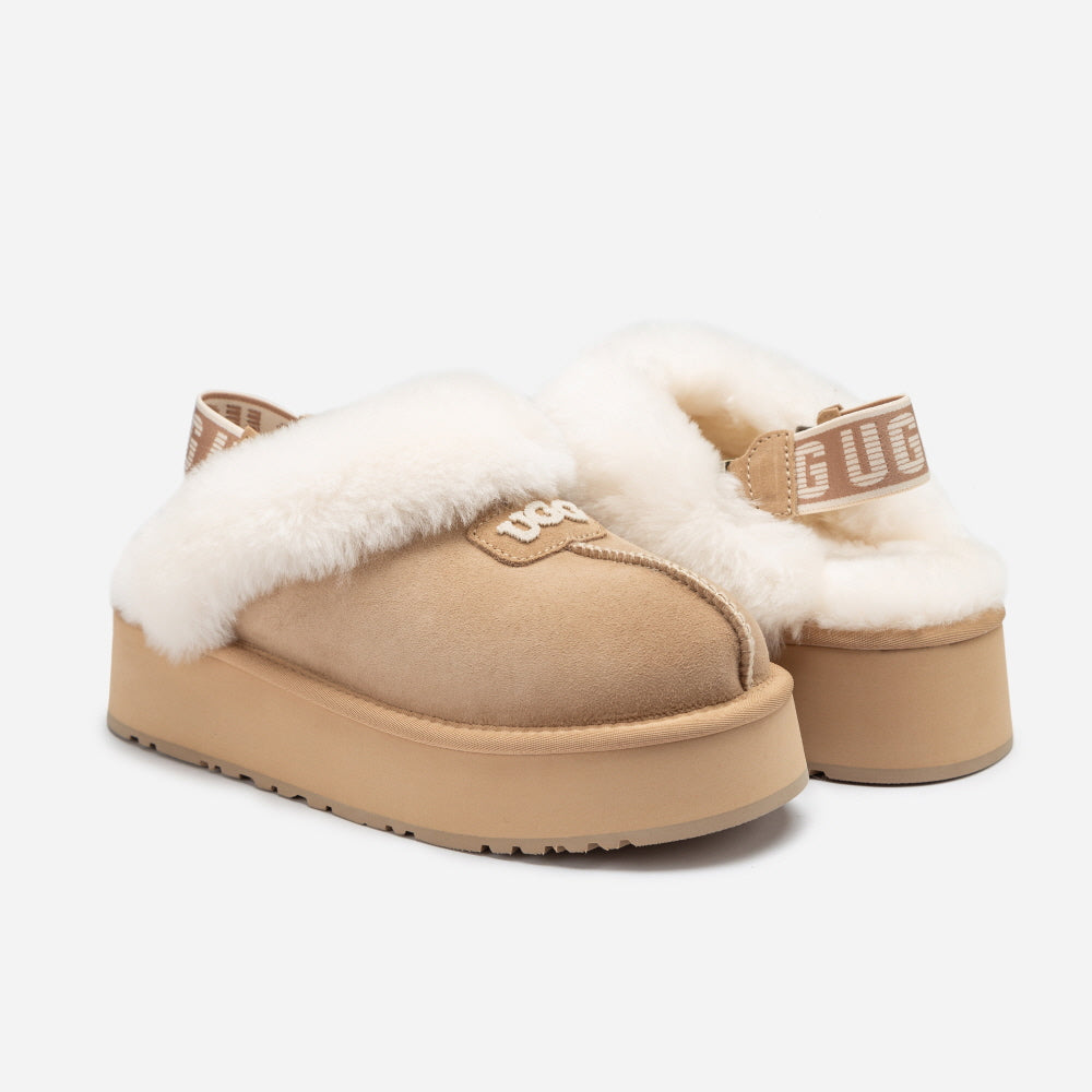 COQUETTE EMB LOGO PLATFORM SLIPPER (ELASTIC LOGO & WOOL STRAP) OZWEAR UGG OB114PDE