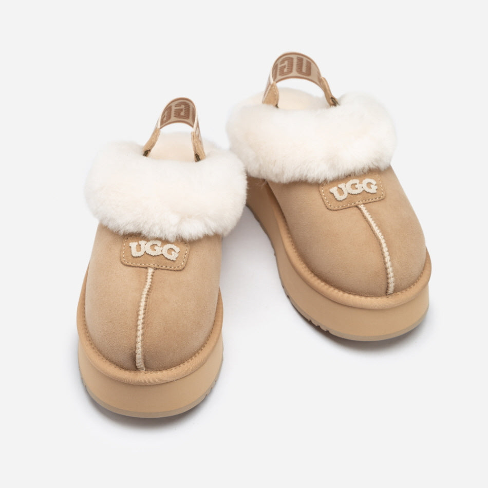 COQUETTE EMB LOGO PLATFORM SLIPPER (ELASTIC LOGO & WOOL STRAP) OZWEAR UGG OB114PDE