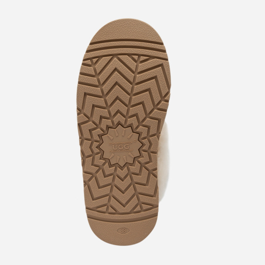 COQUETTE EMB LOGO PLATFORM SLIPPER (ELASTIC LOGO & WOOL STRAP) OZWEAR UGG OB114PDE