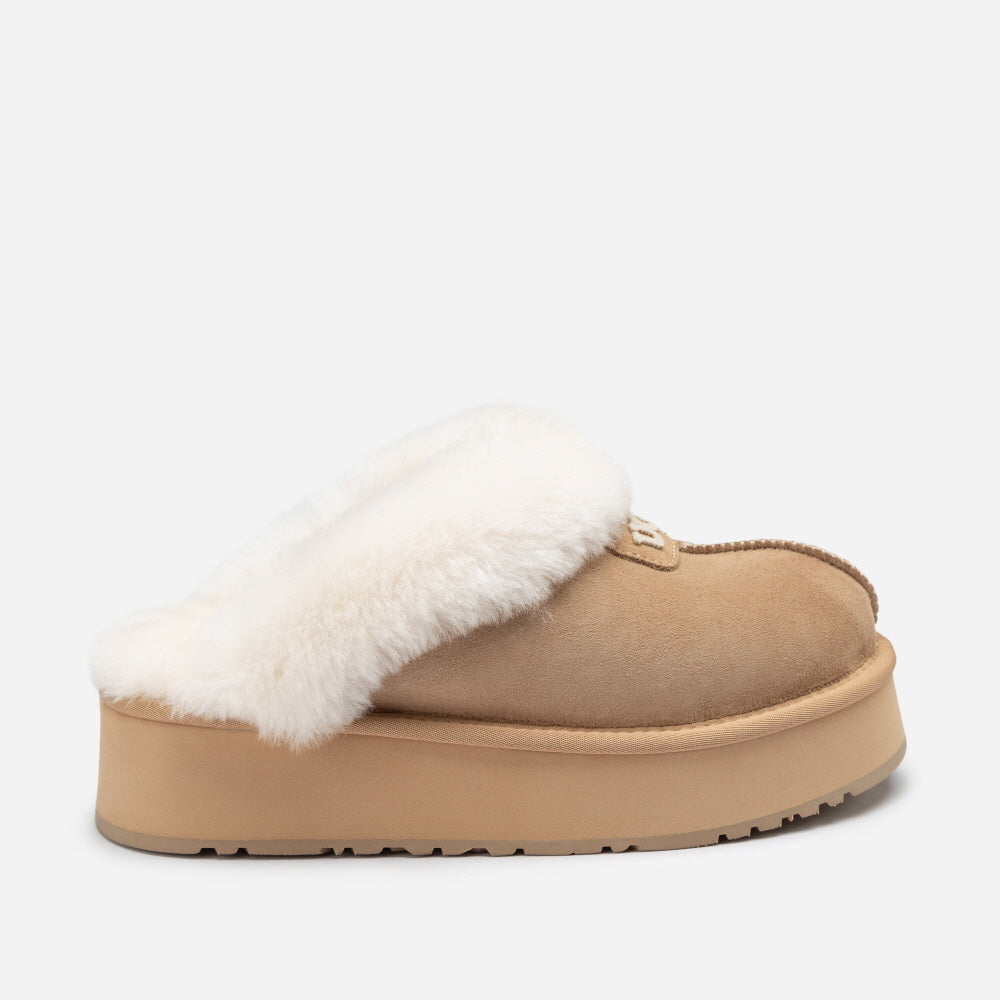 COQUETTE EMB LOGO PLATFORM SLIPPER (ELASTIC LOGO & WOOL STRAP) OZWEAR UGG OB114PDE