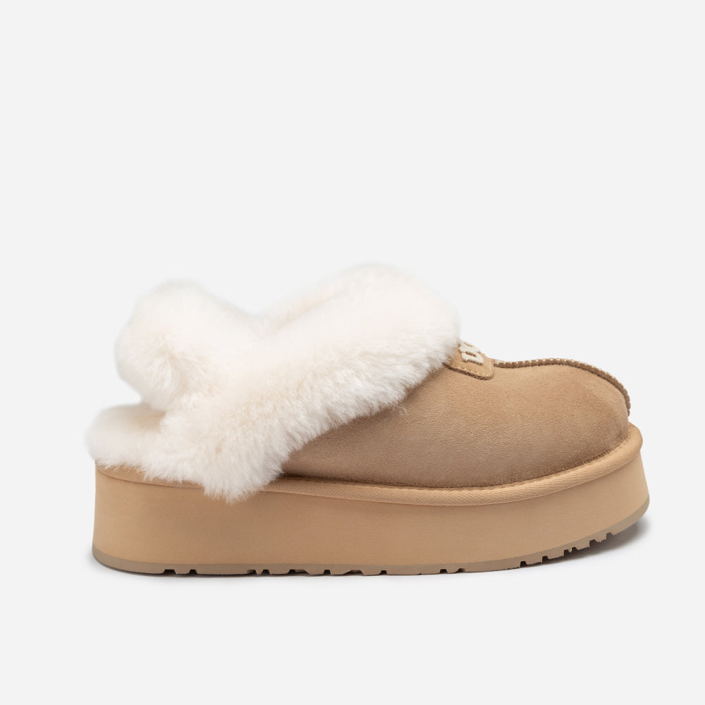 COQUETTE EMB LOGO PLATFORM SLIPPER (ELASTIC LOGO & WOOL STRAP) OZWEAR UGG OB114PDE