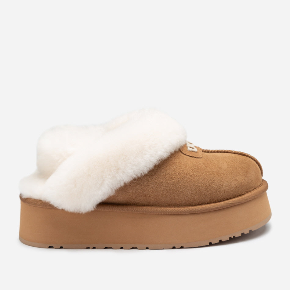 COQUETTE EMB LOGO PLATFORM SLIPPER (ELASTIC LOGO & WOOL STRAP) OZWEAR UGG OB114PDE