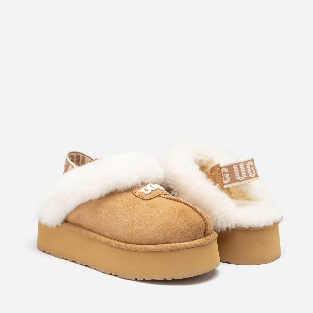 COQUETTE EMB LOGO PLATFORM SLIPPER (ELASTIC LOGO & WOOL STRAP) OZWEAR UGG OB114PDE