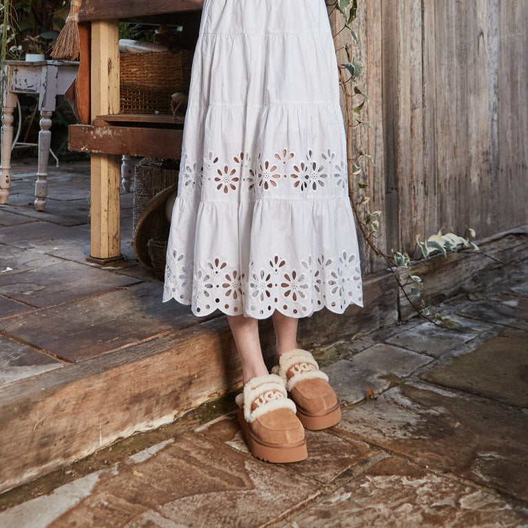 VIOLET MATELASSÉ SHEARLING PLATFORM SLIPPER(DETACHABLE FEATURE) OZWEAR UGG OB938PMD