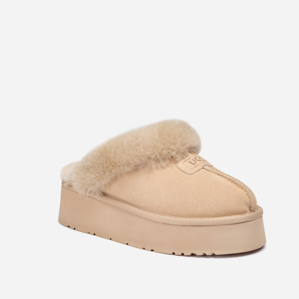 COQUETTE PLATFORM SLIPPER (ELASTIC LOGO & WOOL STRAP) OZWEAR UGG OB114CPD