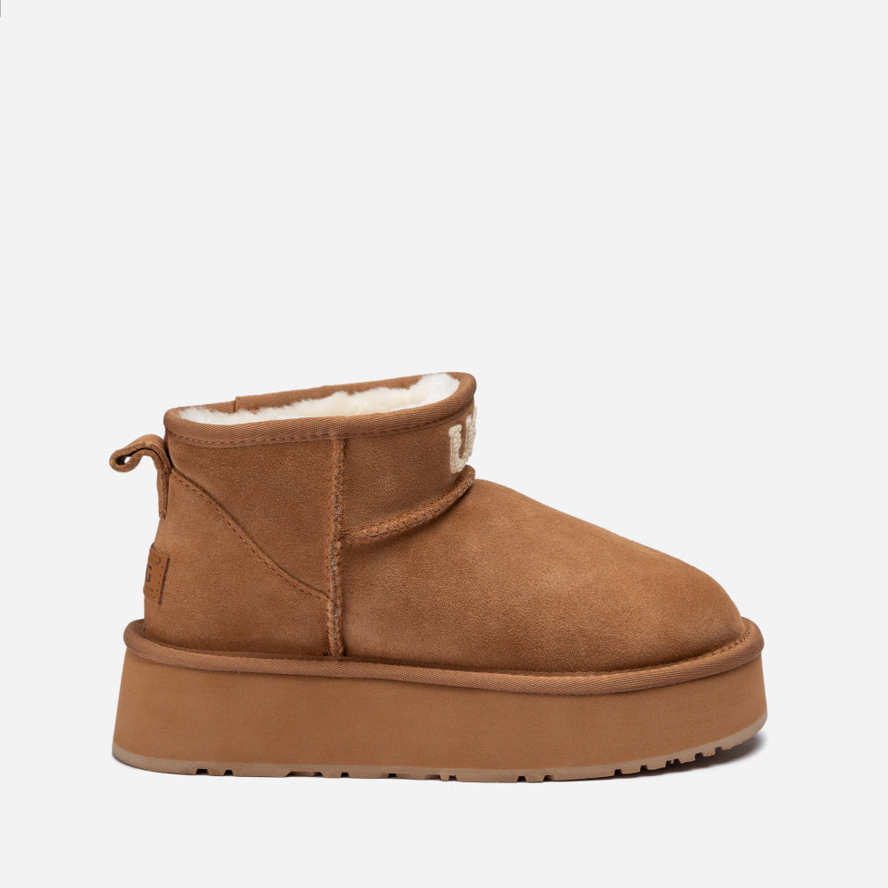 CLASSIC KNIT LOGO ULTRA MINI PLATFORM BOOTS OZWEAR UGG