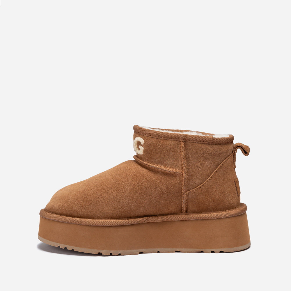 CLASSIC KNIT LOGO ULTRA MINI PLATFORM BOOTS OZWEAR UGG