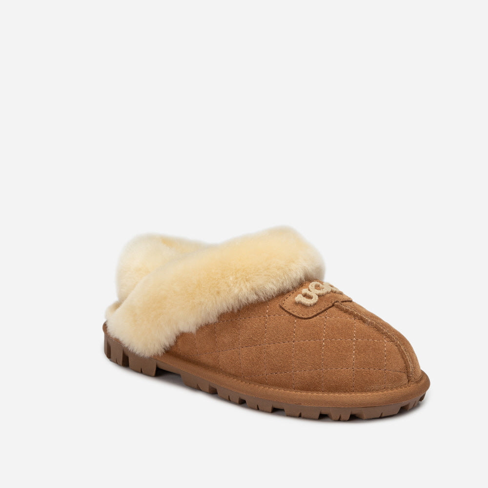 COQUETTE MATELASSE EMB LOGO SLIPPER (ELASTIC LOGO & WOOL STRAP) OZWEAR UGG OB114MDE