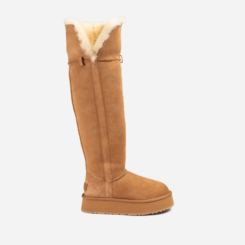 BUCKLE TALL PLATFORM BOOTS OZWEAR UGG