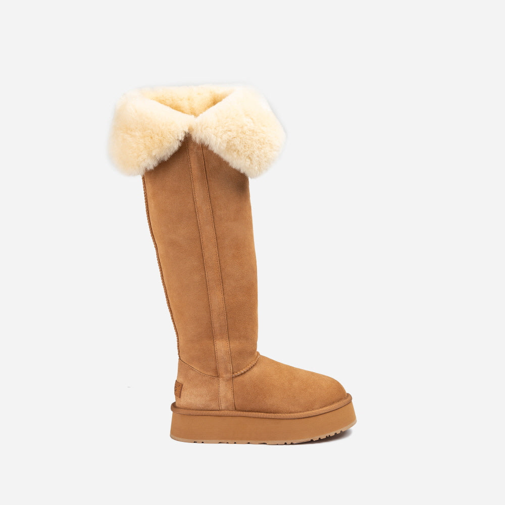 BUCKLE TALL PLATFORM BOOTS OZWEAR UGG