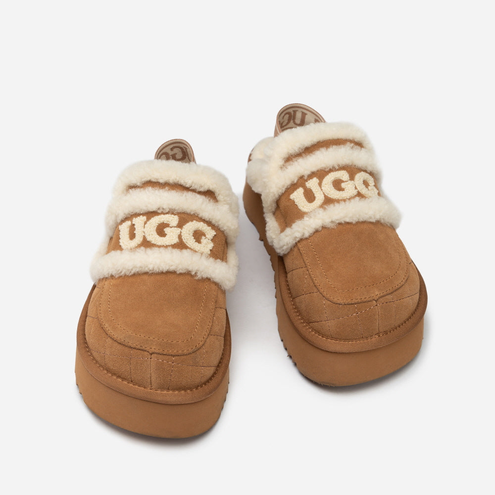 VIOLET MATELASSÉ SHEARLING PLATFORM SLIPPER(DETACHABLE  FEATURE) OZWEAR UGG OB938PMD