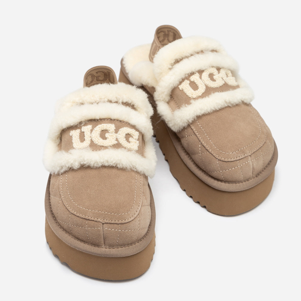 VIOLET MATELASSÉ SHEARLING PLATFORM SLIPPER(DETACHABLE  FEATURE) OZWEAR UGG OB938PMD