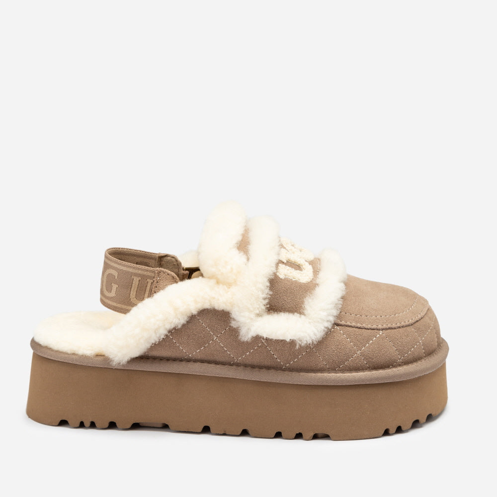 VIOLET MATELASSÉ SHEARLING PLATFORM SLIPPER(DETACHABLE  FEATURE) OZWEAR UGG OB938PMD