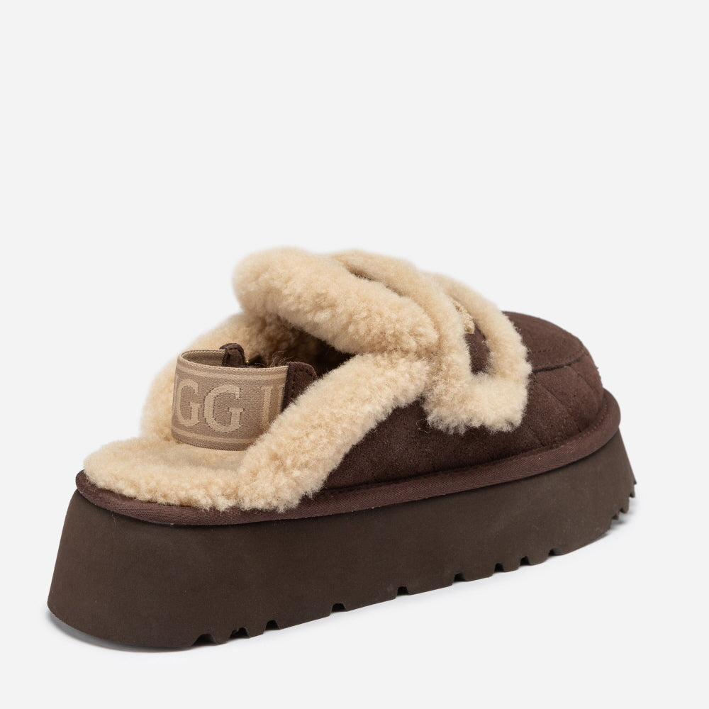 VIOLET MATELASSÉ SHEARLING PLATFORM SLIPPER(DETACHABLE  FEATURE) OZWEAR UGG OB938PMD