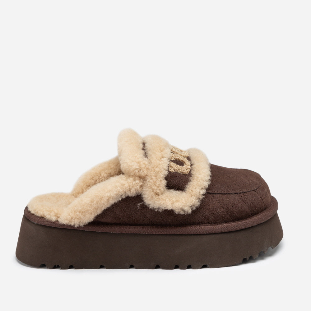 VIOLET MATELASSÉ SHEARLING PLATFORM SLIPPER(DETACHABLE  FEATURE) OZWEAR UGG OB938PMD