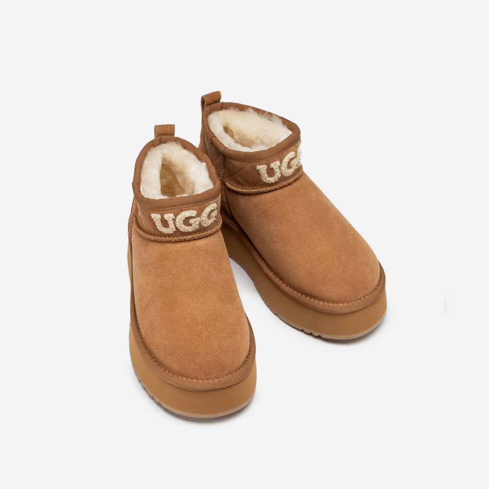 CLASSIC PLATFORM KNIT LOGO MATELASSÉ ULTRA MINI BOOT OZWEAR UGG OB658PLM