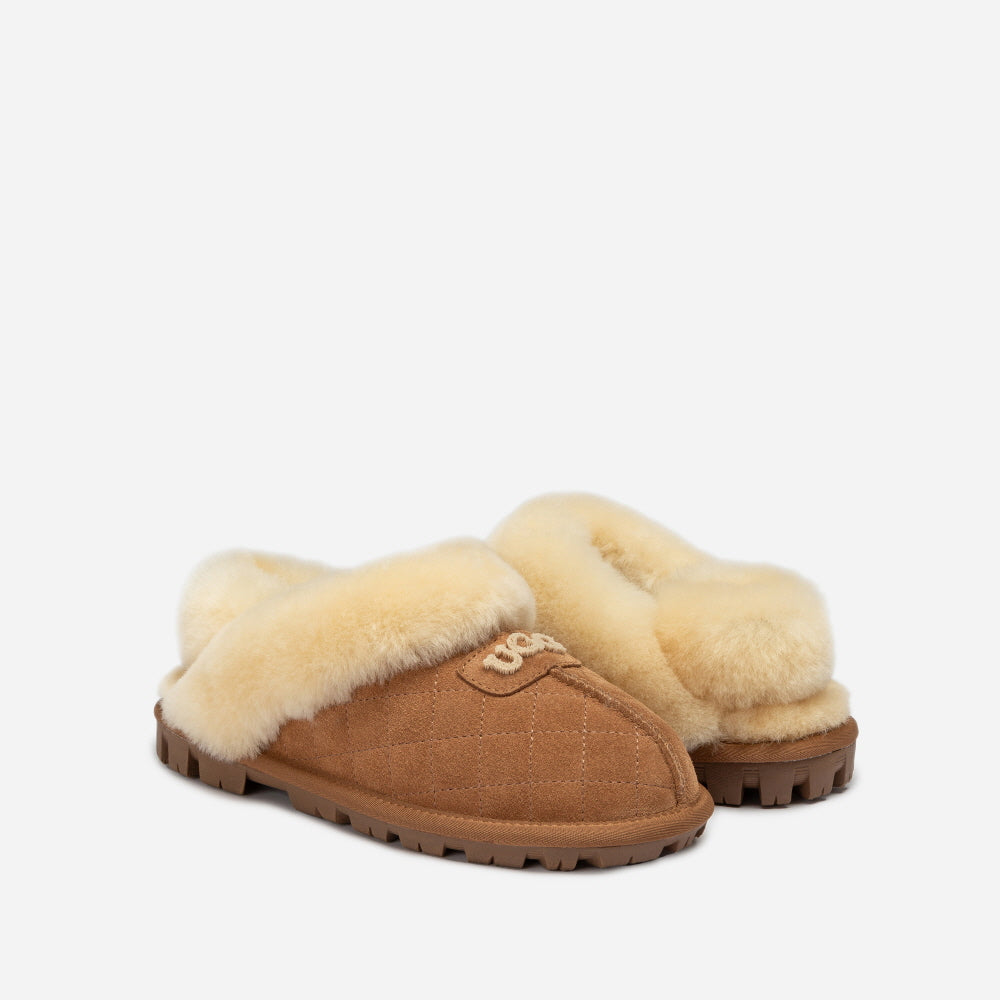 COQUETTE MATELASSE EMB LOGO SLIPPER (ELASTIC LOGO & WOOL STRAP) OZWEAR UGG OB114MDE