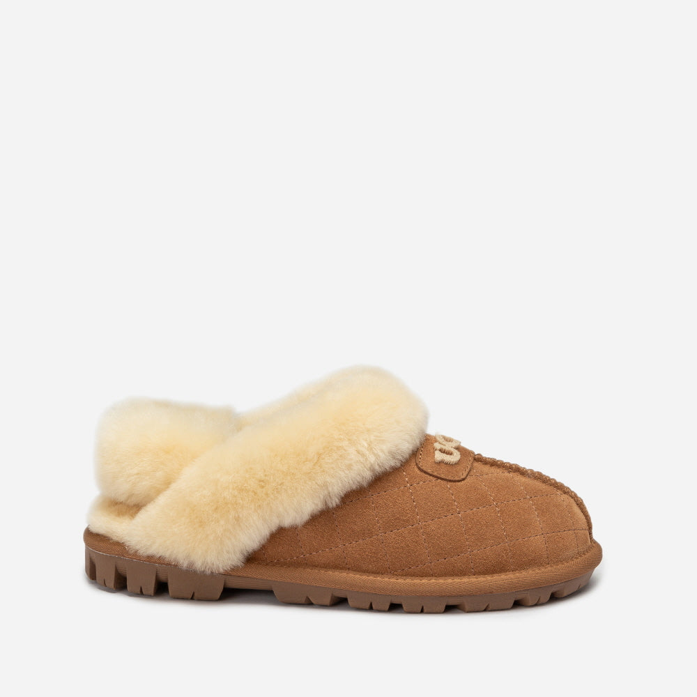 COQUETTE MATELASSE EMB LOGO SLIPPER (ELASTIC LOGO & WOOL STRAP) OZWEAR UGG OB114MDE