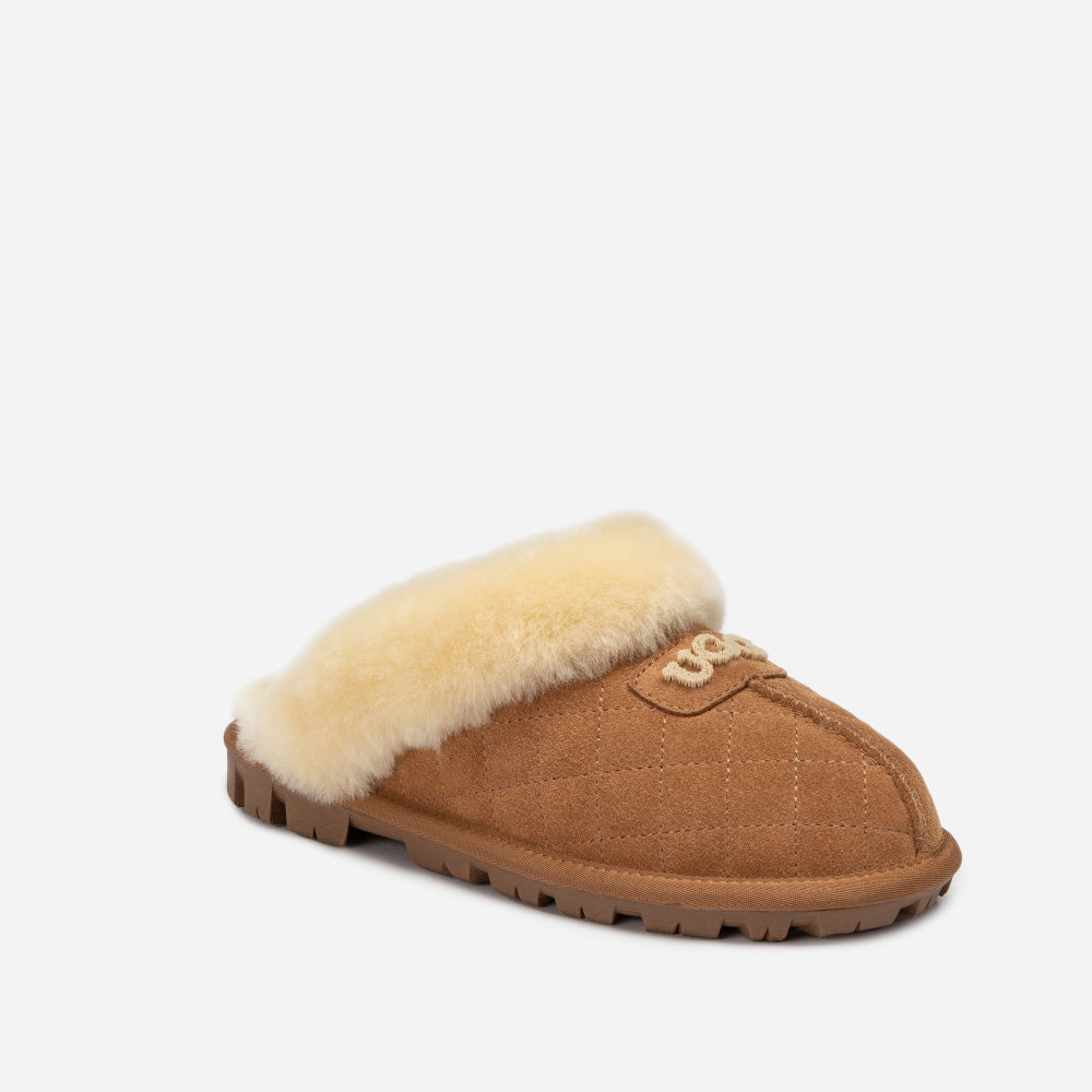 COQUETTE MATELASSE EMB LOGO SLIPPER (ELASTIC LOGO & WOOL STRAP) OZWEAR UGG OB114MDE