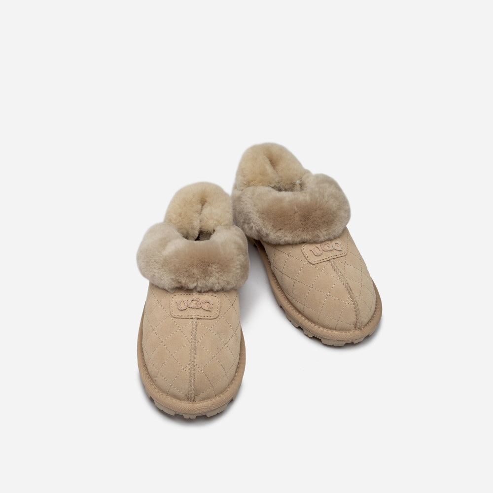 COQUETTE MATELASSE EMB LOGO SLIPPER (ELASTIC LOGO & WOOL STRAP) OZWEAR UGG OB114MDE