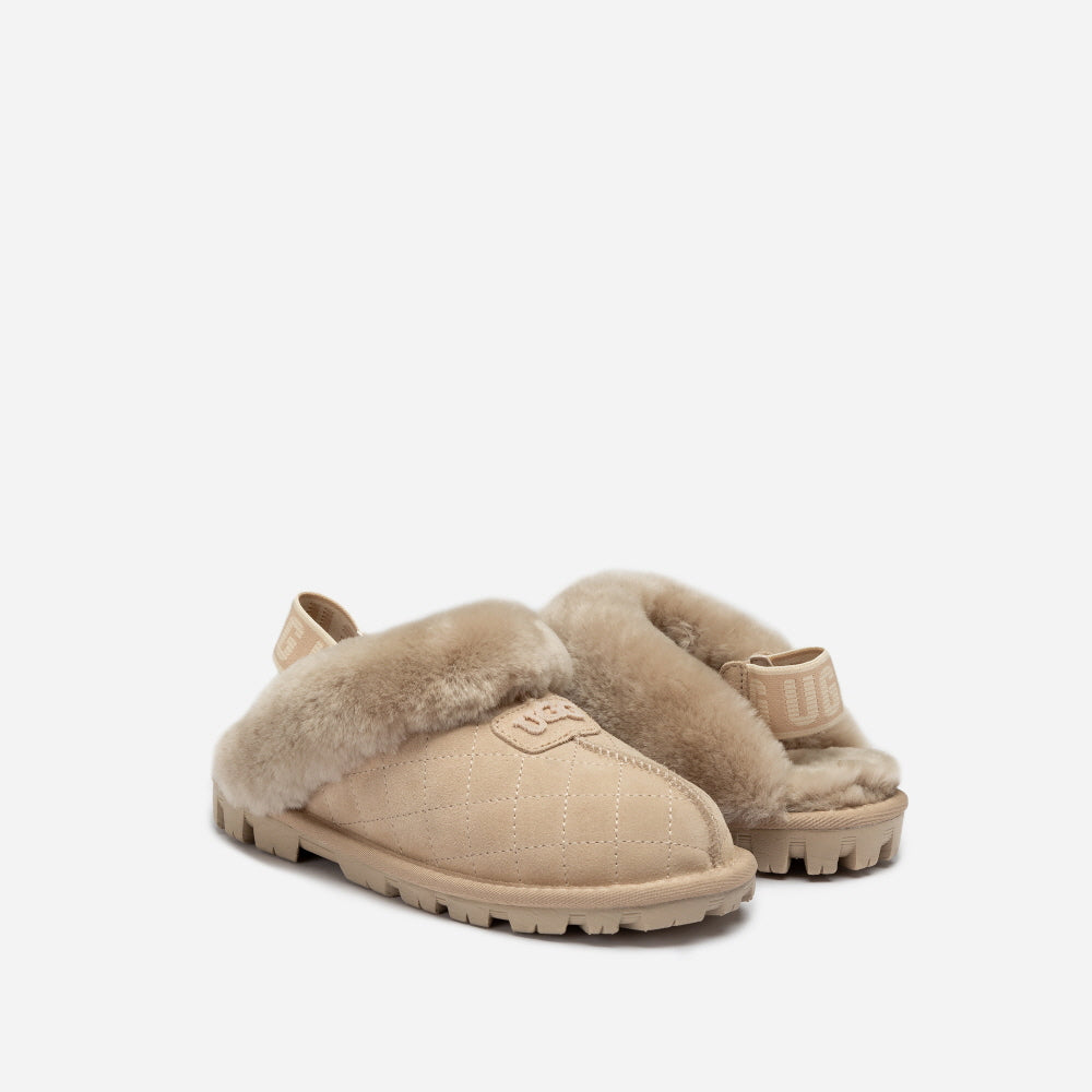 COQUETTE MATELASSE EMB LOGO SLIPPER (ELASTIC LOGO & WOOL STRAP) OZWEAR UGG OB114MDE