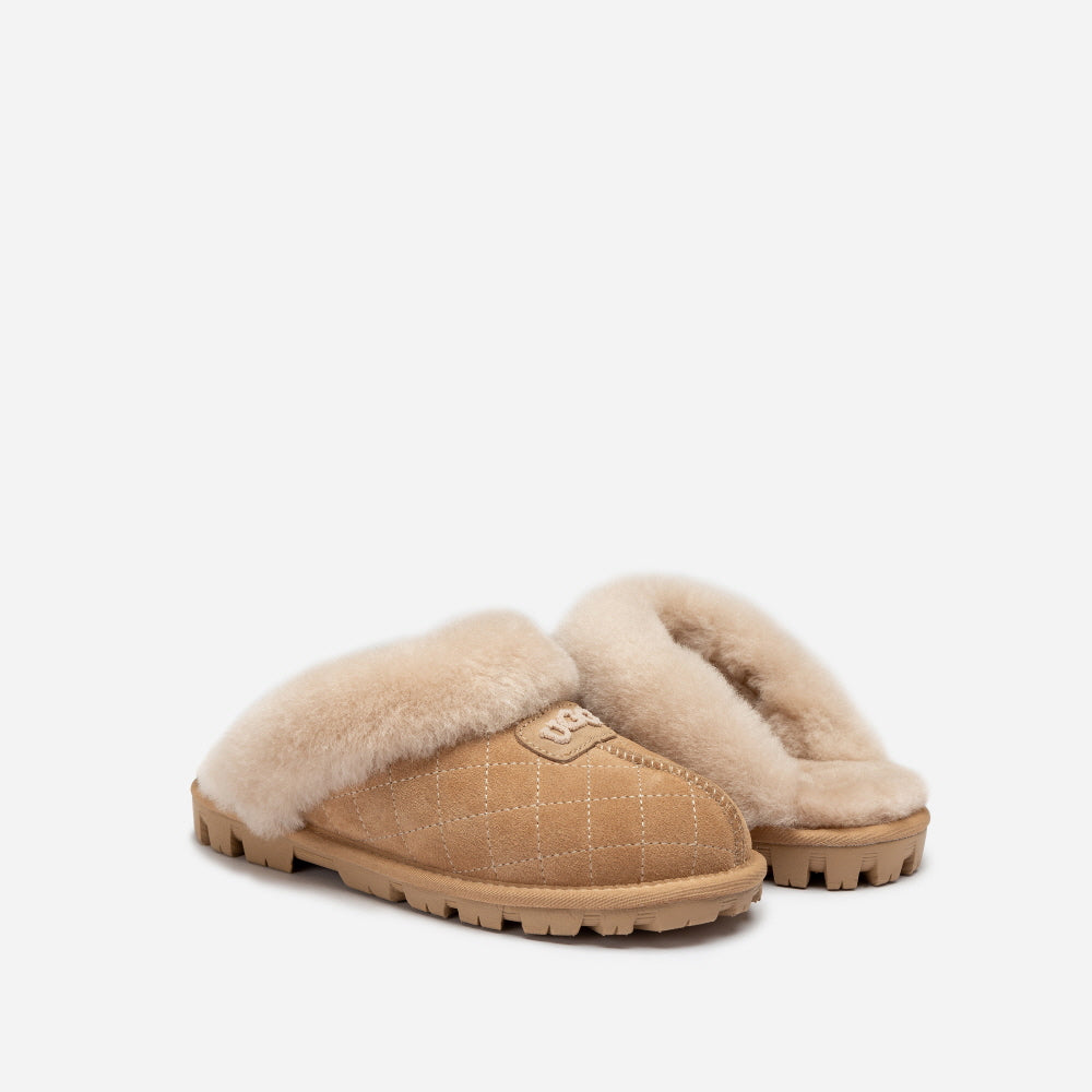 COQUETTE MATELASSE EMB LOGO SLIPPER (ELASTIC LOGO & WOOL STRAP) OZWEAR UGG OB114MDE