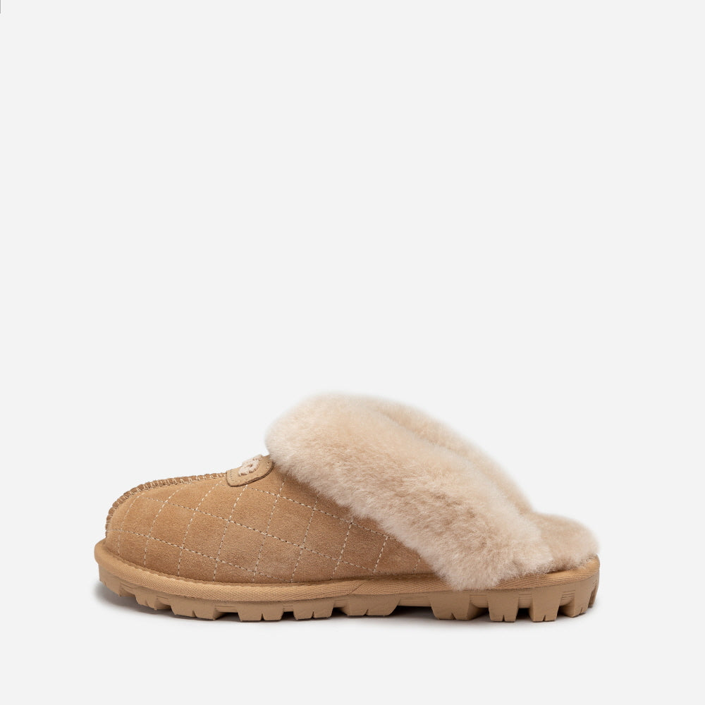 COQUETTE MATELASSE EMB LOGO SLIPPER (ELASTIC LOGO & WOOL STRAP) OZWEAR UGG OB114MDE